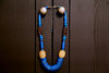 Halskette Natur Holzscheiben türkis blau Fair Trade