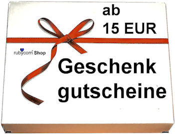 Geschenkgutscheine ab 15 EUR  - rubycorn shop