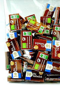 Bio Schokolade kleine Täfelchen, einzeln verpackt - rubycorn shop
